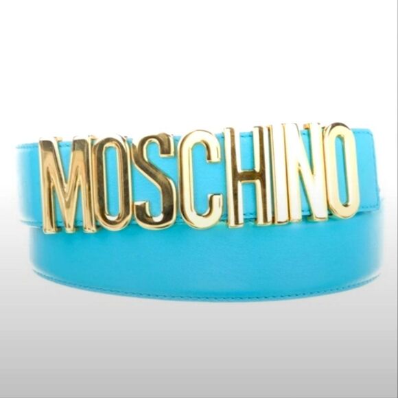 MOSCHINO BELT LIGHT BLUE 42" NWT - Picture 1 of 12